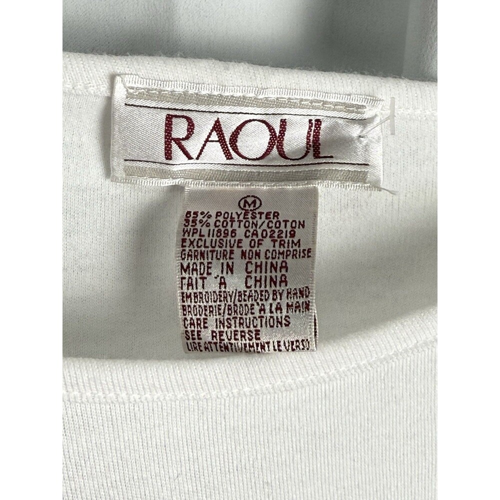Vintage Raoul Embroidery Appliqué Beaded 3/4th Sleeve Top Sz Medium New - Picture 8 of 8